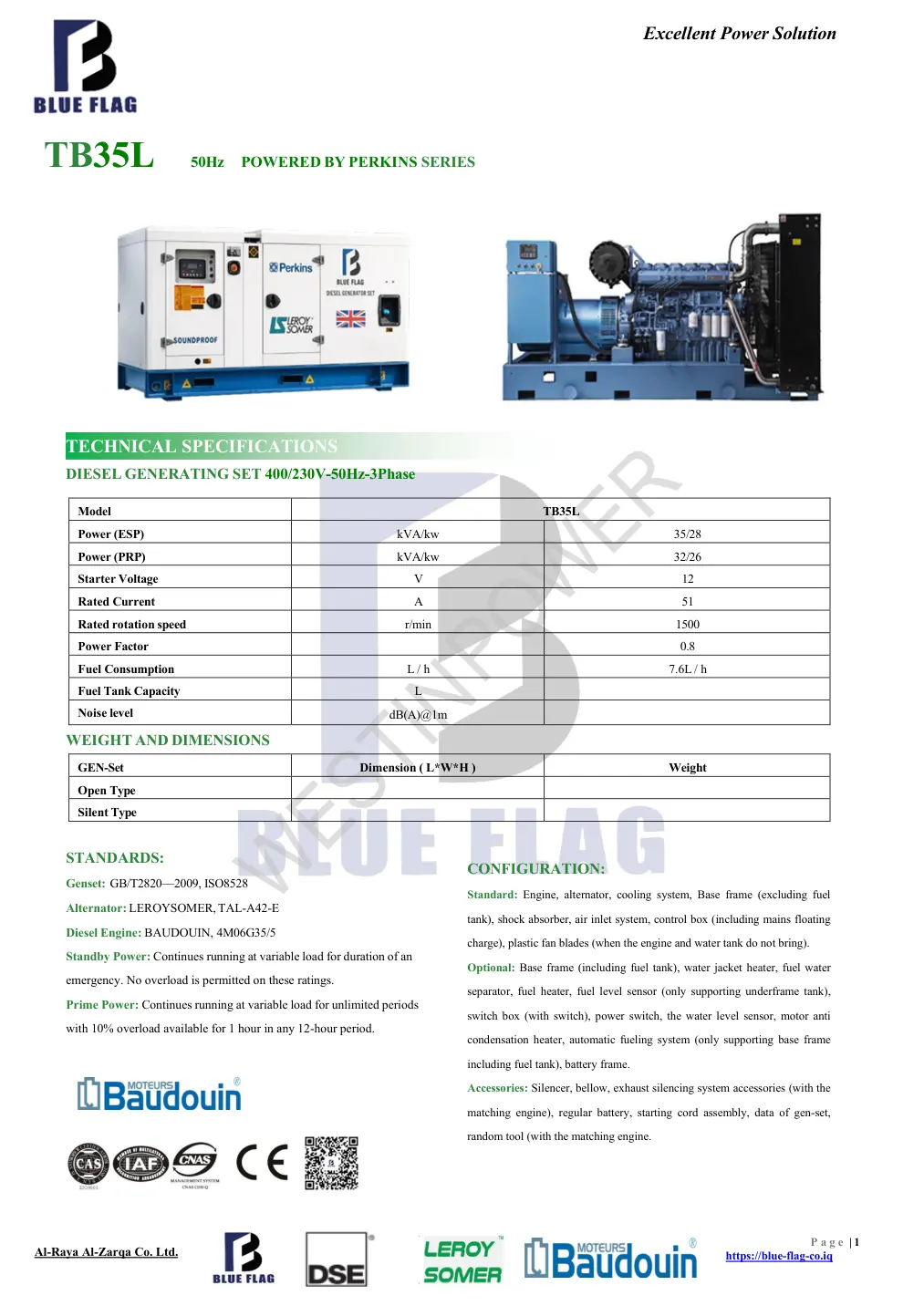 مولدة Baudouin TB35L